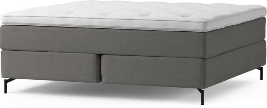 Delux Exclusive - Kontinentalsäng, dubbelsäng med bäddmadrass och sängben - Grå