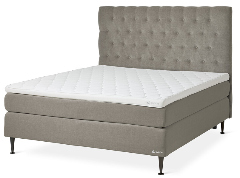 Fjord - Kontinentalsäng, dubbelsäng med bäddmadrass och pikerad sänggavel - Beige