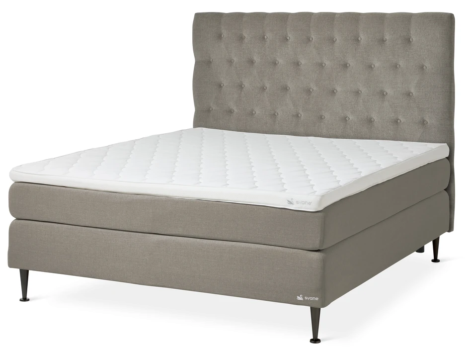 Fjord - Kontinentalsäng, dubbelsäng med bäddmadrass och pikerad sänggavel - Beige