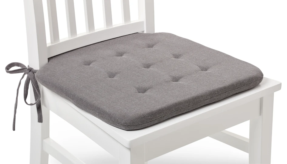 Herringbone - Stolsdyna, 42x42 cm - Grå