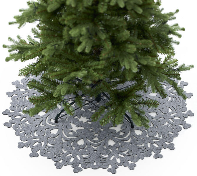 Joyful - Julgransmatta i filt, Ø 98 cm - Grå