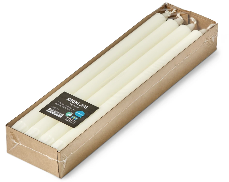 Skymning - Kronljus, 8-pack, H 35 Ø 2,2 cm, brinntid 13 h - Vit