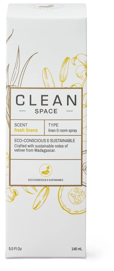 Clean Space - Rumspray, doft Fresh Linen, 148 ml - Gul