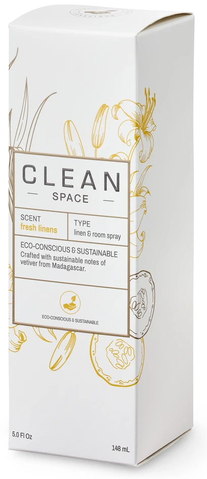 Clean Space - Rumspray, doft Fresh Linen, 148 ml - Gul