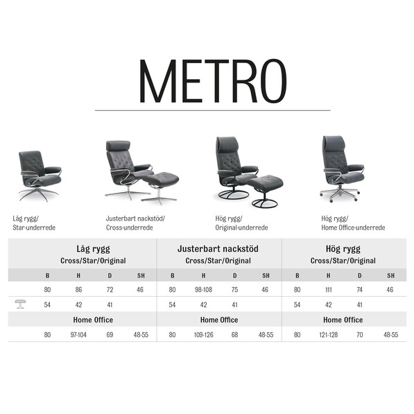 Stressless Metro - Fåtölj, hög - Grå