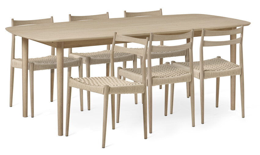 Edåsa - Matgrupp med 6 stolar Cord - Beige