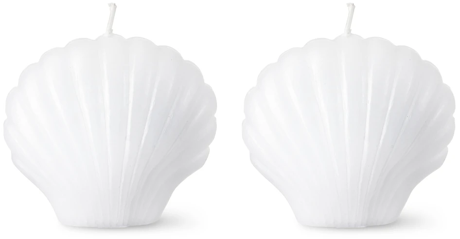 Snäcka - Dekorationsljus, H 7,3 cm, 2-pack - Vit