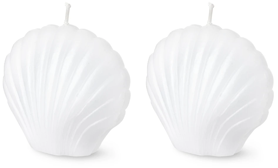 Snäcka - Dekorationsljus, H 7,3 cm, 2-pack - Vit