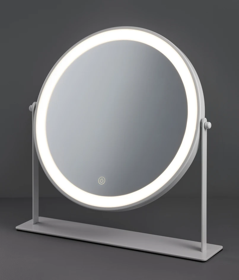 Linn - Bordsspegel med LED-belysning, H 35 Ø 35 cm - Vit