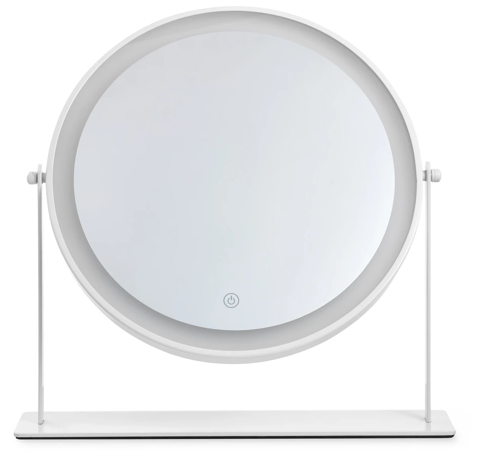 Linn - Bordsspegel med LED-belysning, H 35 Ø 35 cm - Vit