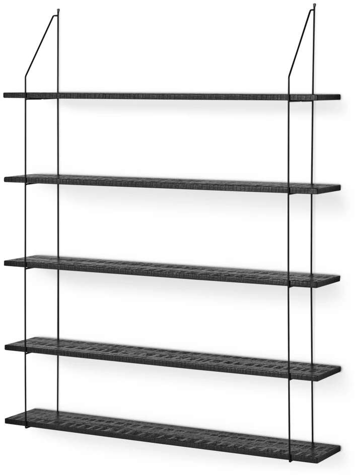 Axel rustik - Vägghylla med 5 hyllplan, 120x20x151 cm - Svart