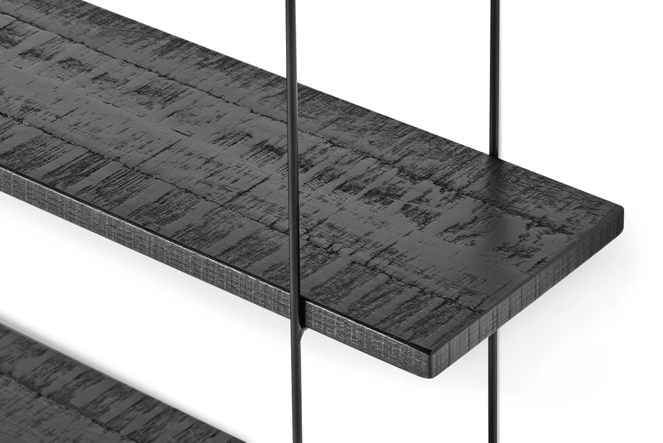 Axel rustik - Vägghylla med 5 hyllplan, 120x20x151 cm - Svart