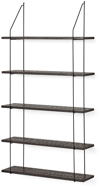 Axel rustik - Vägghylla med 5 hyllplan, 80x20x151 cm - Brun
