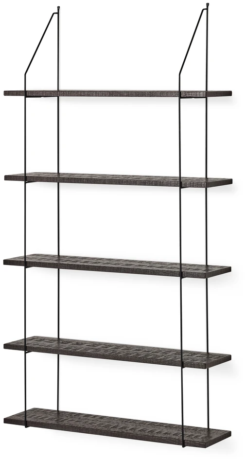 Axel rustik - Vägghylla med 5 hyllplan, 80x20x151 cm - Brun