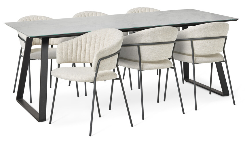 Remo - Matgrupp med 6 karmstolar Sharon - Beige