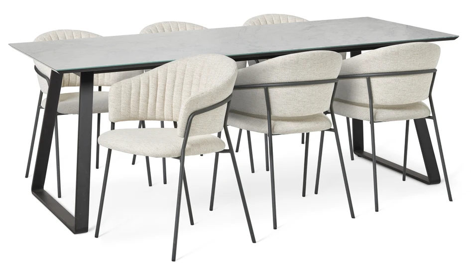 Remo - Matgrupp med 6 karmstolar Sharon - Beige