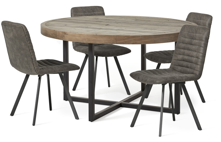 Woodenforge - Matgrupp med 4 stolar Madeira - Grå