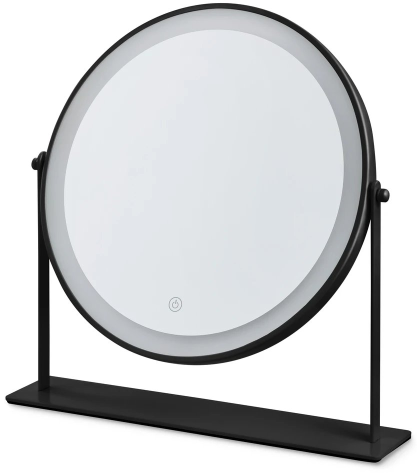 Linn - Bordsspegel med LED-belysning, H 35 Ø 35 cm - Svart