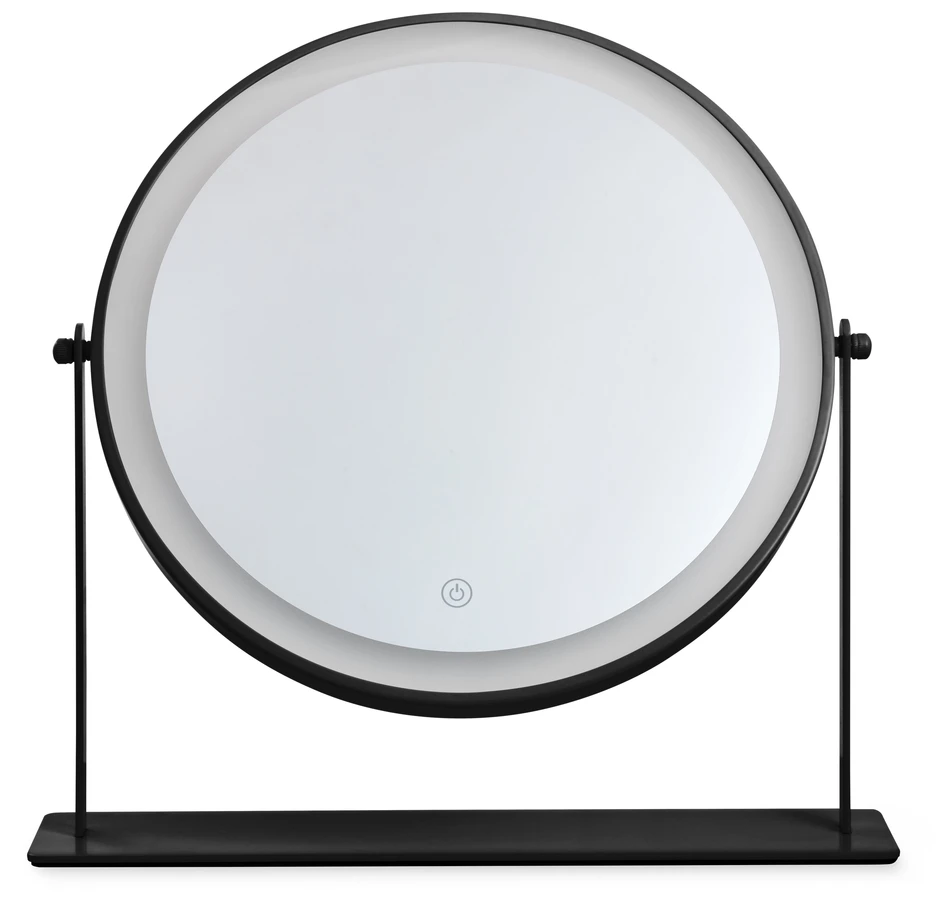 Linn - Bordsspegel med LED-belysning, H 35 Ø 35 cm - Svart