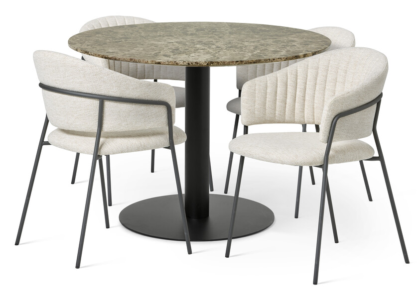 Tiffany - Matgrupp med 4 karmstolar Sharon - Beige