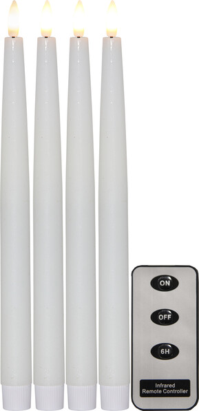 Flamme - Antikljus med LED-belysning, batteridrivet, H 28,5 cm - Vit