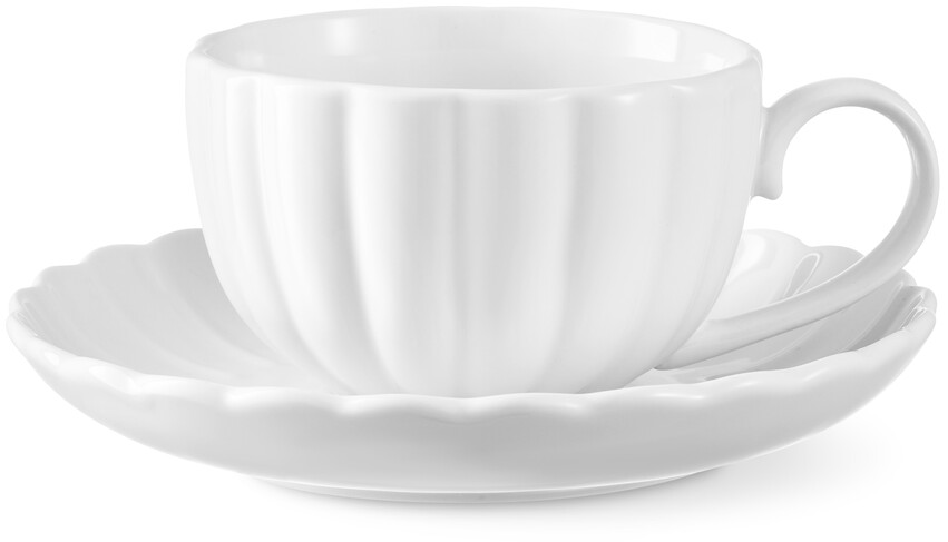Snäcka - Kopp med fat, H 6 Ø 9,7 cm, 20 cl - Vit