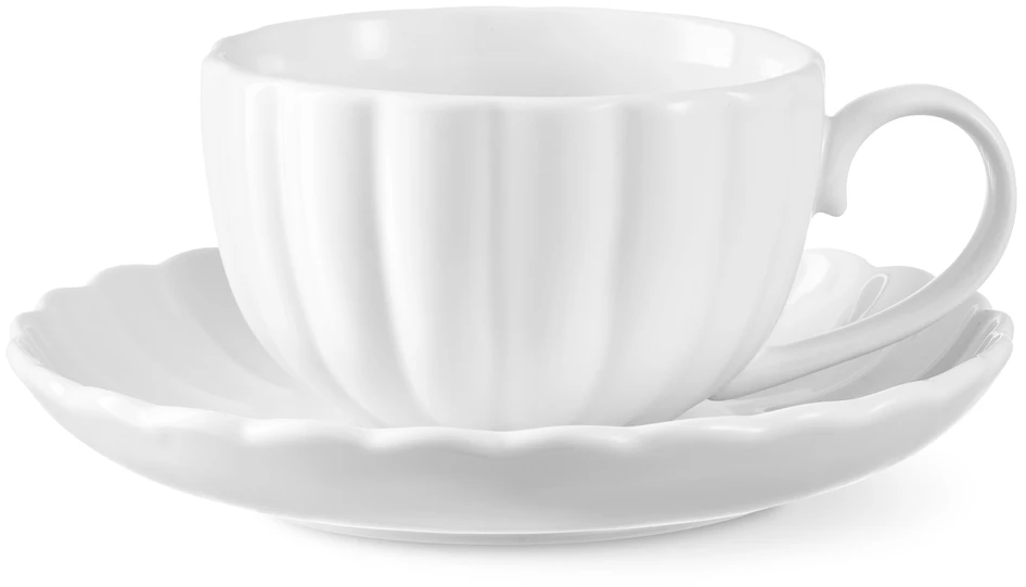 Snäcka - Kopp med fat, H 6 Ø 9,7 cm, 20 cl - Vit