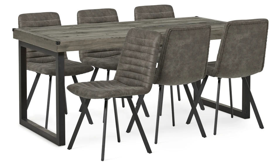 Woodenforge - Matgrupp med 6 stolar Madeira - Grå