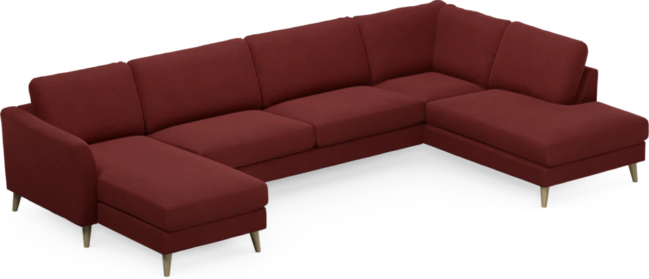 Bridge - 3-sits soffa med schäslong vänster och divan höger - Röd