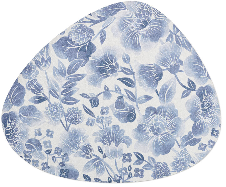 Ariana - Tablett i blommönster, L 40 cm - Blå