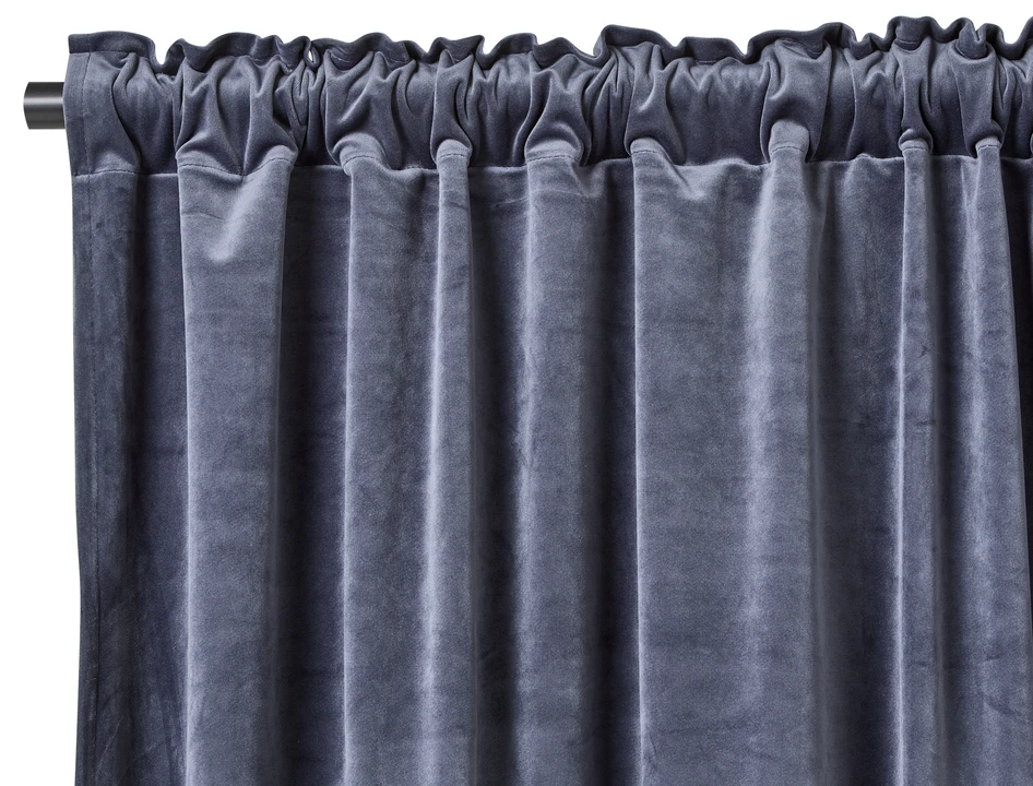 Velvet - Sammetsgardin, 140x250 cm, 2-pack - Blå
