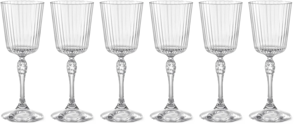 America '20s - Vinglas 6-pack, H 20 Ø 8 cm, 25 cl - Vit
