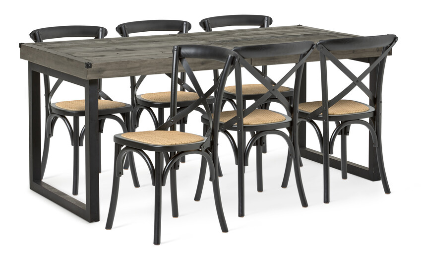 Woodenforge - Matgrupp med 6 stolar Alexia - Svart