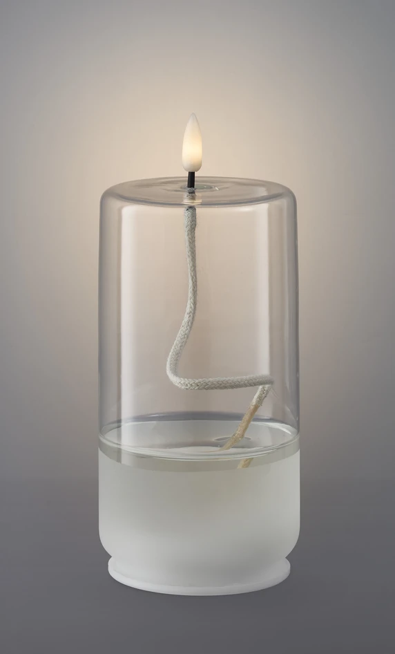 Flamme Float - LED-ljus, H 17,5 Ø 8 cm - Vit