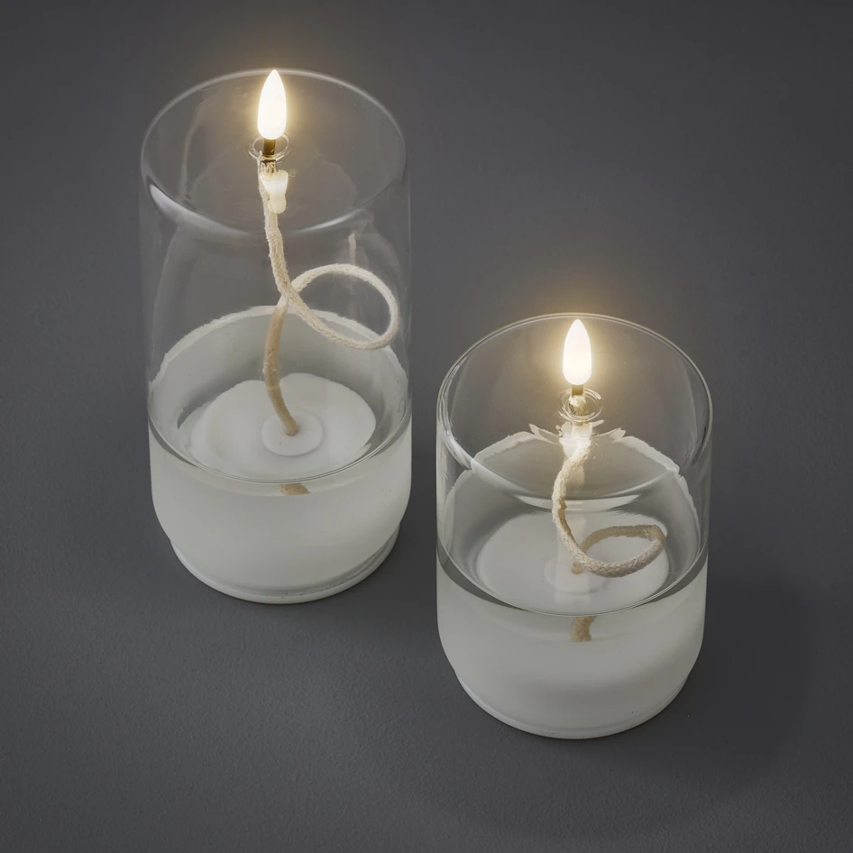 Flamme Float - LED-ljus, H 17,5 Ø 8 cm - Vit