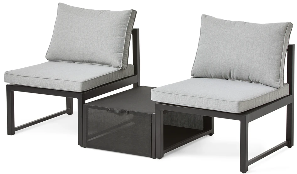 Club - Utesoffa med 2 pallar - Svart