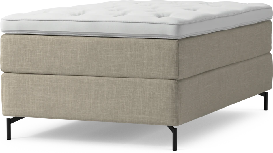 Delux Exclusive - Kontinentalsäng, enkelsäng 120 cm med bäddmadrass och sängben - Beige