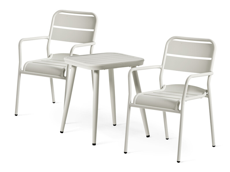 Vivo - Utegrupp med bord 46x46 cm och 2 stolar - Vit