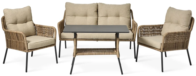 Mallorca, Utesoffgrupp med soffa, 2 fåtöljer och bord