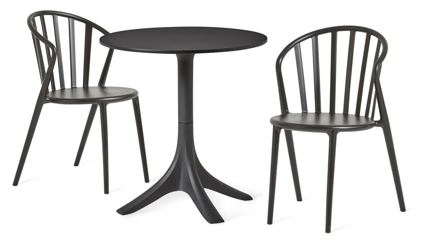 Rico/Solero - Utegrupp bord Ø 70 cm med 2 stolar - Svart