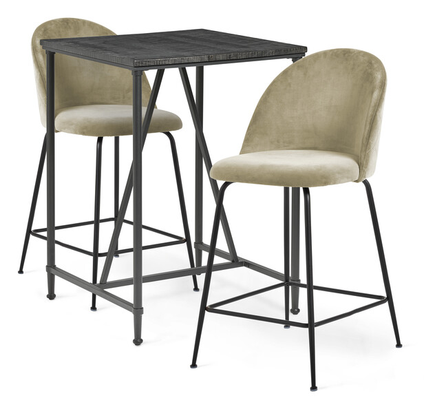 Gotham - Matgrupp med 2 barstolar Kiwi - Beige