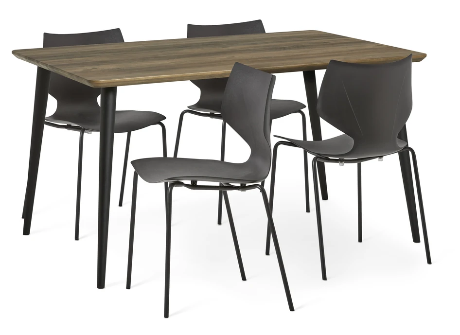 Bistro - Matgrupp med 4 stolar Pyret - Svart