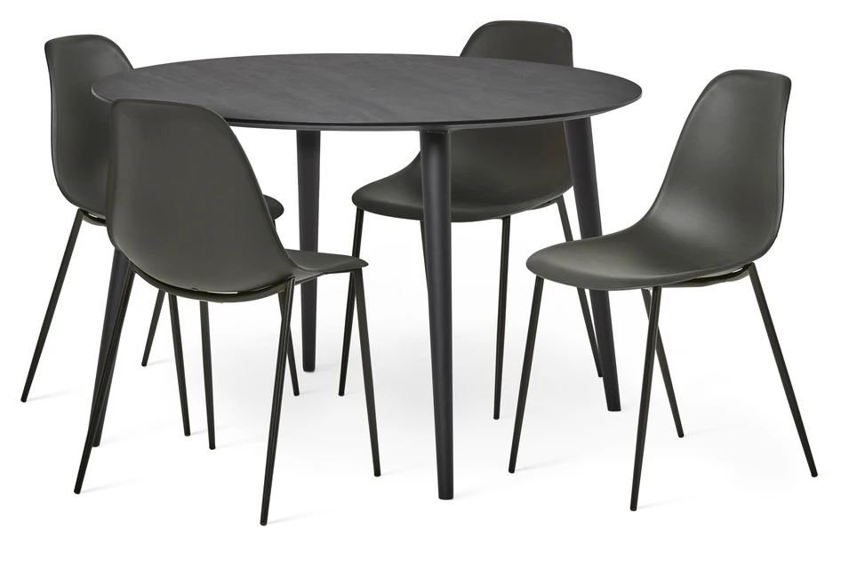 Sharp - Matgrupp med 4 stolar Tico - Svart