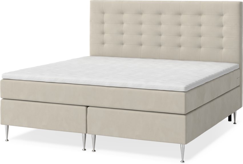 New York - Kontinentalsäng, dubbelsäng med bäddmadrass och sänggavel trensad - Beige