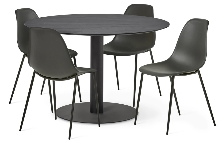 Sharp - Matgrupp med 4 stolar Tico - Svart