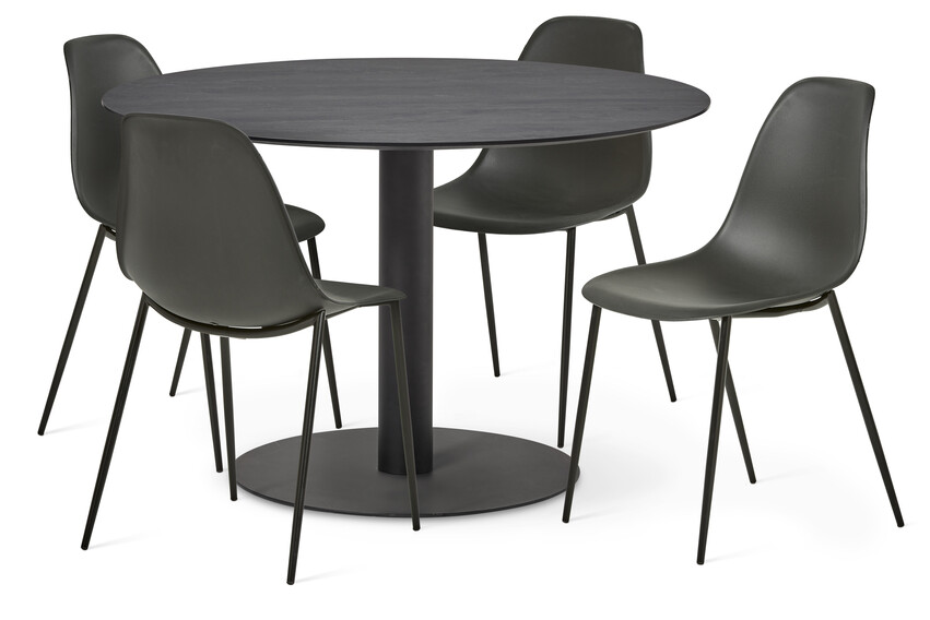 Sharp - Matgrupp med 4 stolar Tico - Svart