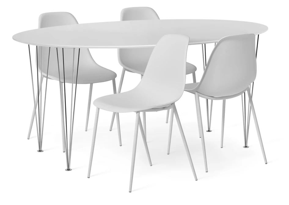 Plaine - Matgrupp med 4 stolar Tico - Vit