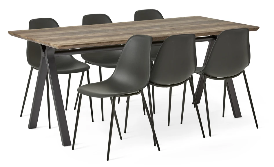 Santos - Matgrupp med 6 stolar Tico - Svart