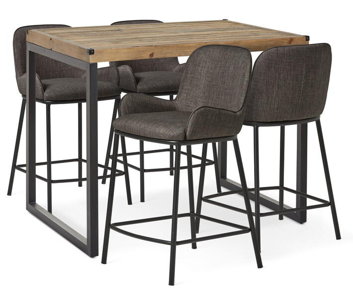 Woodenforge - Matgrupp med 4 barstolar Benjamin - Brun