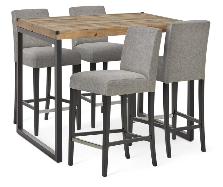 Woodenforge - Matgrupp med 4 barstolar Ekenäs - Svart